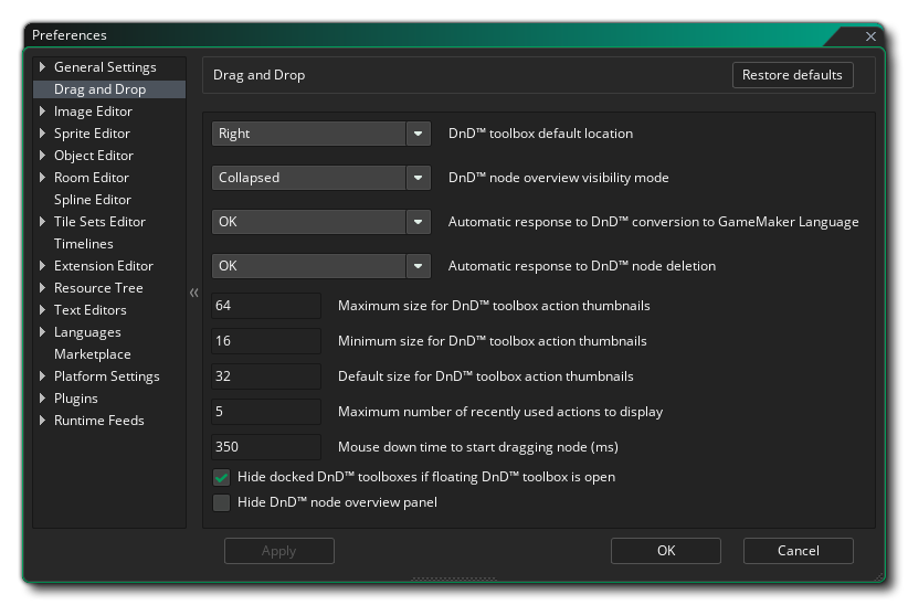 Drag and Drop Preferences