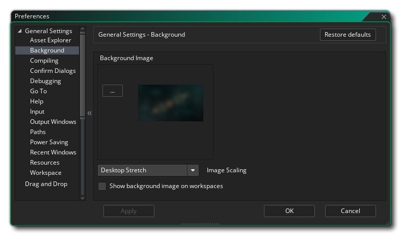 The Background Preferences