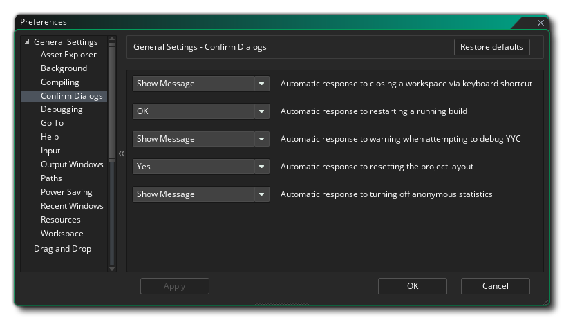 The Confirm Preferences