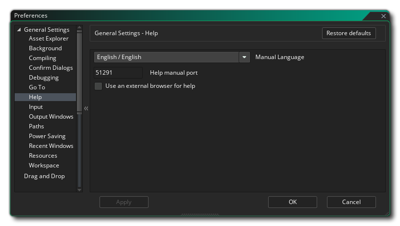 The Help Preferences
