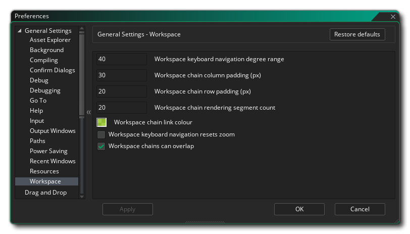 The Workspace Preferences