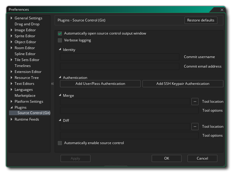 Plugins Git SCM Preferences