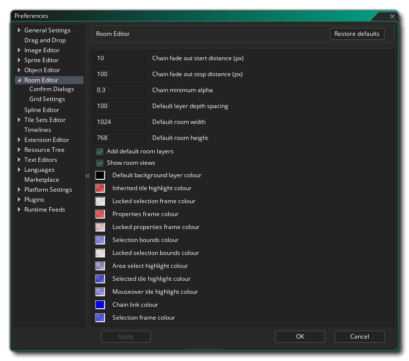 The Room Editor Preferences