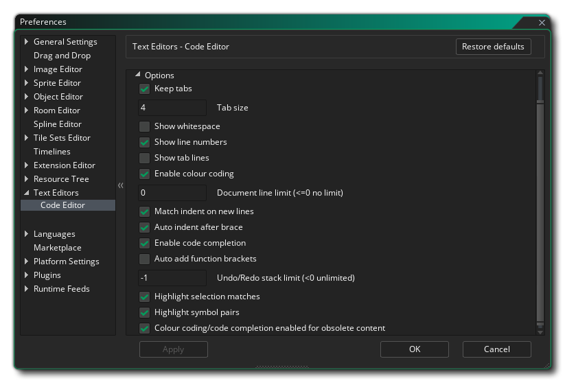 The Code Editor Preferences