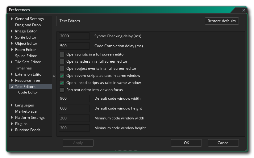 Text Editor Preferences