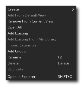 Project View RMB Menu
