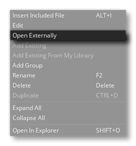 Resource Tree RMB Menu For Included Files