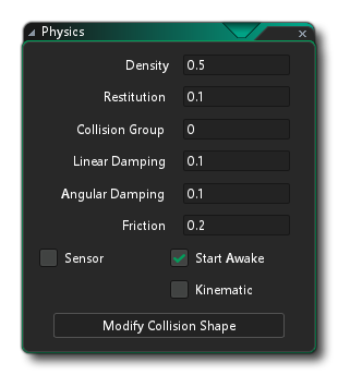 Object Editor Physics