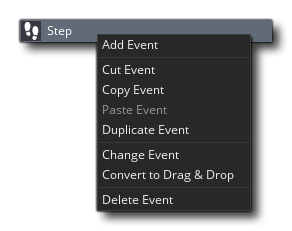 Object Editor Events Menu