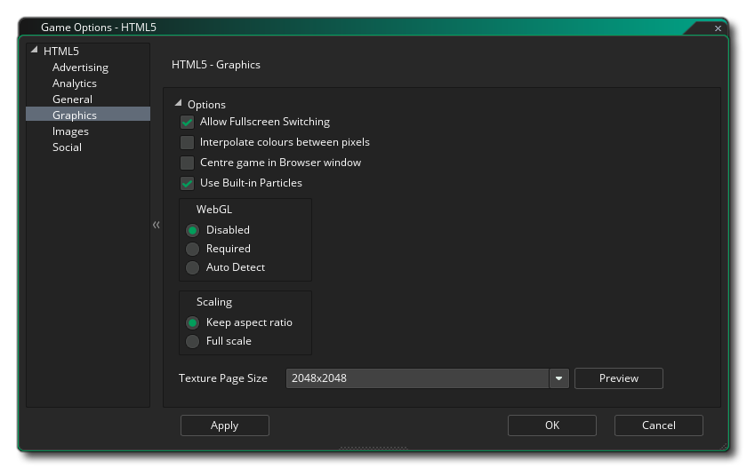 HTML5 Graphics Options