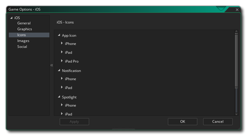 iOS Images Icons Options