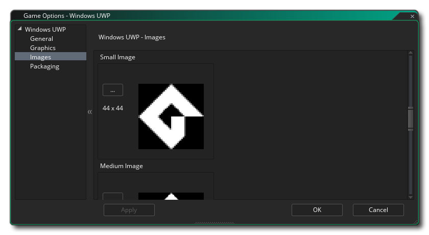 UWP Images Icon Options